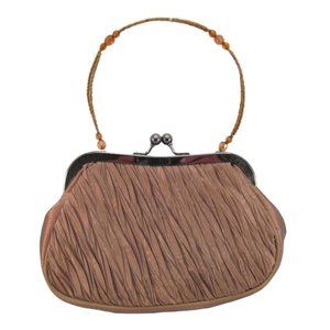 Small Brown Pleated Satin Evening bag by Nite Bags